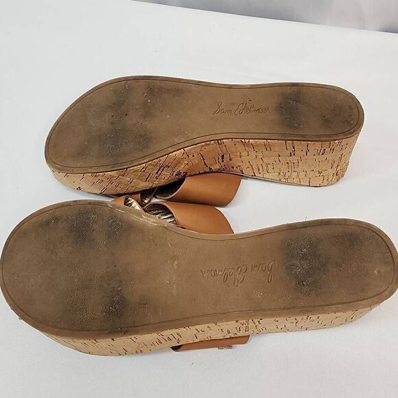 Sam Edelman Size 9 Remini Cork Wedge Brown Sandals Womens K - Picture 8 of 10